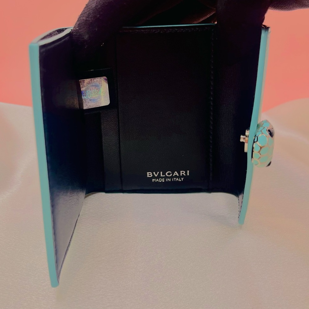 BVLGARI Serpenti Mint Green Patent Leather Wallet - Picture 8 of 12